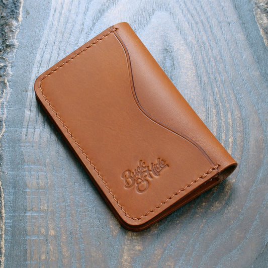 3-slot card holder, tan Minerva Liscio leather