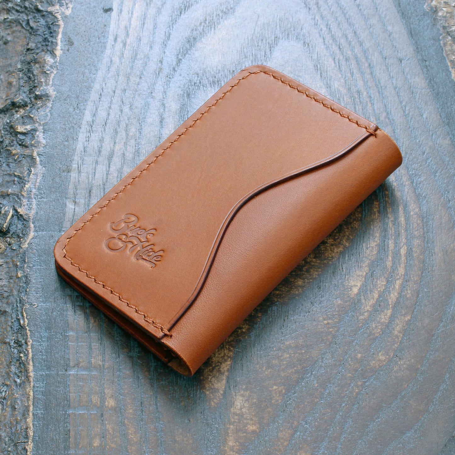 3-slot card holder, tan Minerva Liscio leather