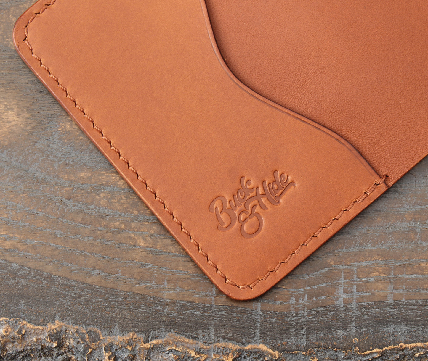 3-slot card holder, tan Minerva Liscio leather