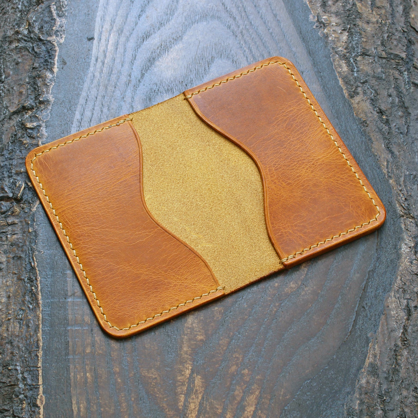 3-slot card holder Napoli yellow Wax leather
