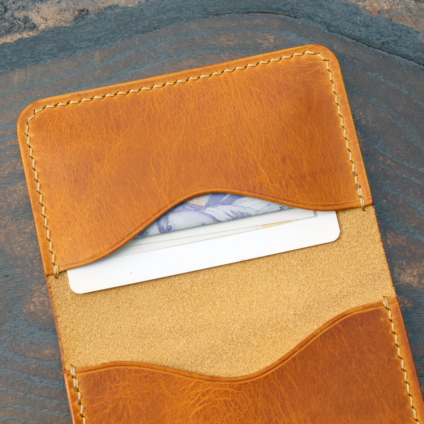 3-slot card holder Napoli yellow Wax leather