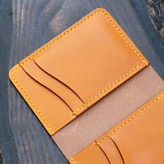 Six pocket leather wallet – handmade in yellow Buttero