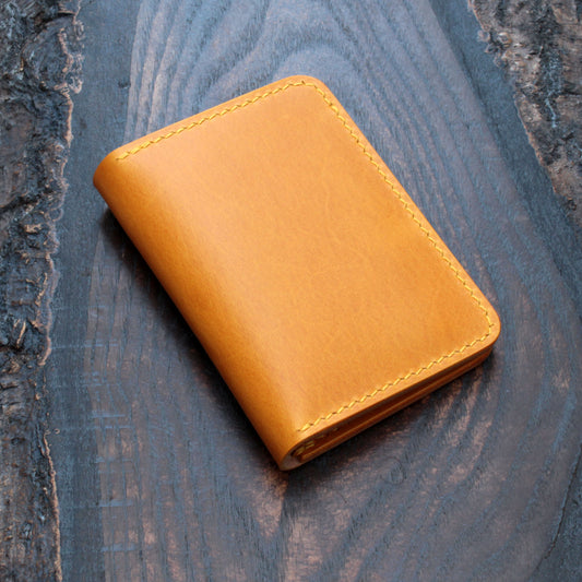 handmade yellow buttero leather wallet