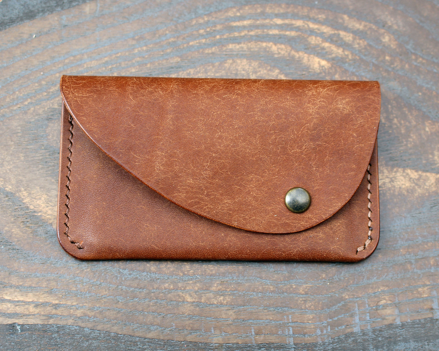 Compact snap cardholder, walnut Pueblo leather