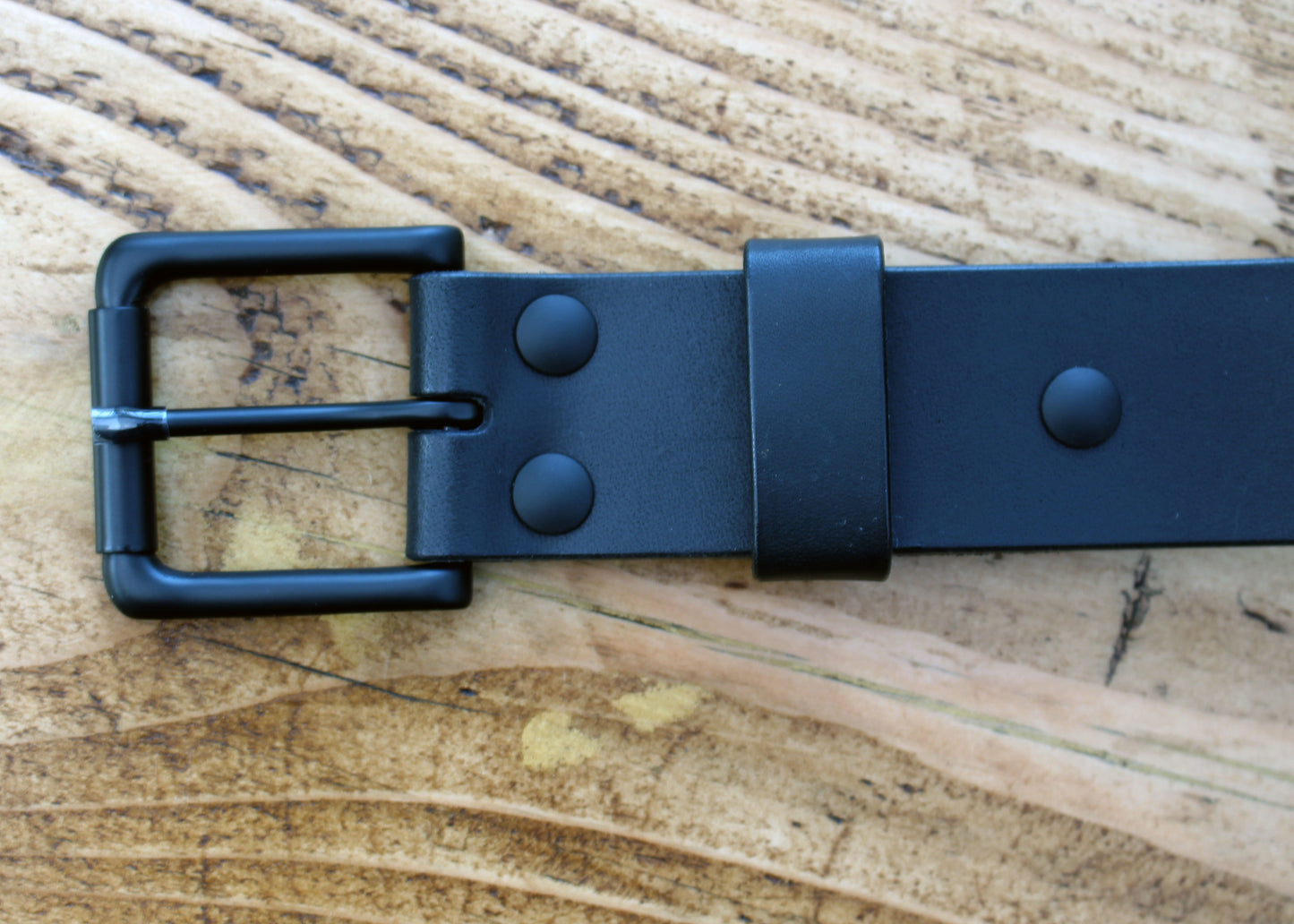 Blacked-out handmade veg-tan leather belt