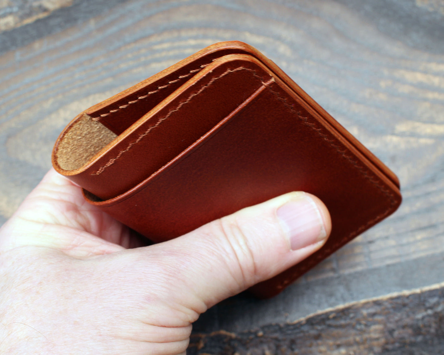 Card & cash bifold wallet, cognac Buttero leather.