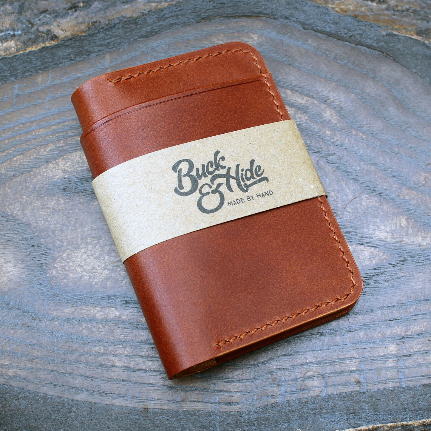 Card & cash bifold wallet, cognac Buttero leather.