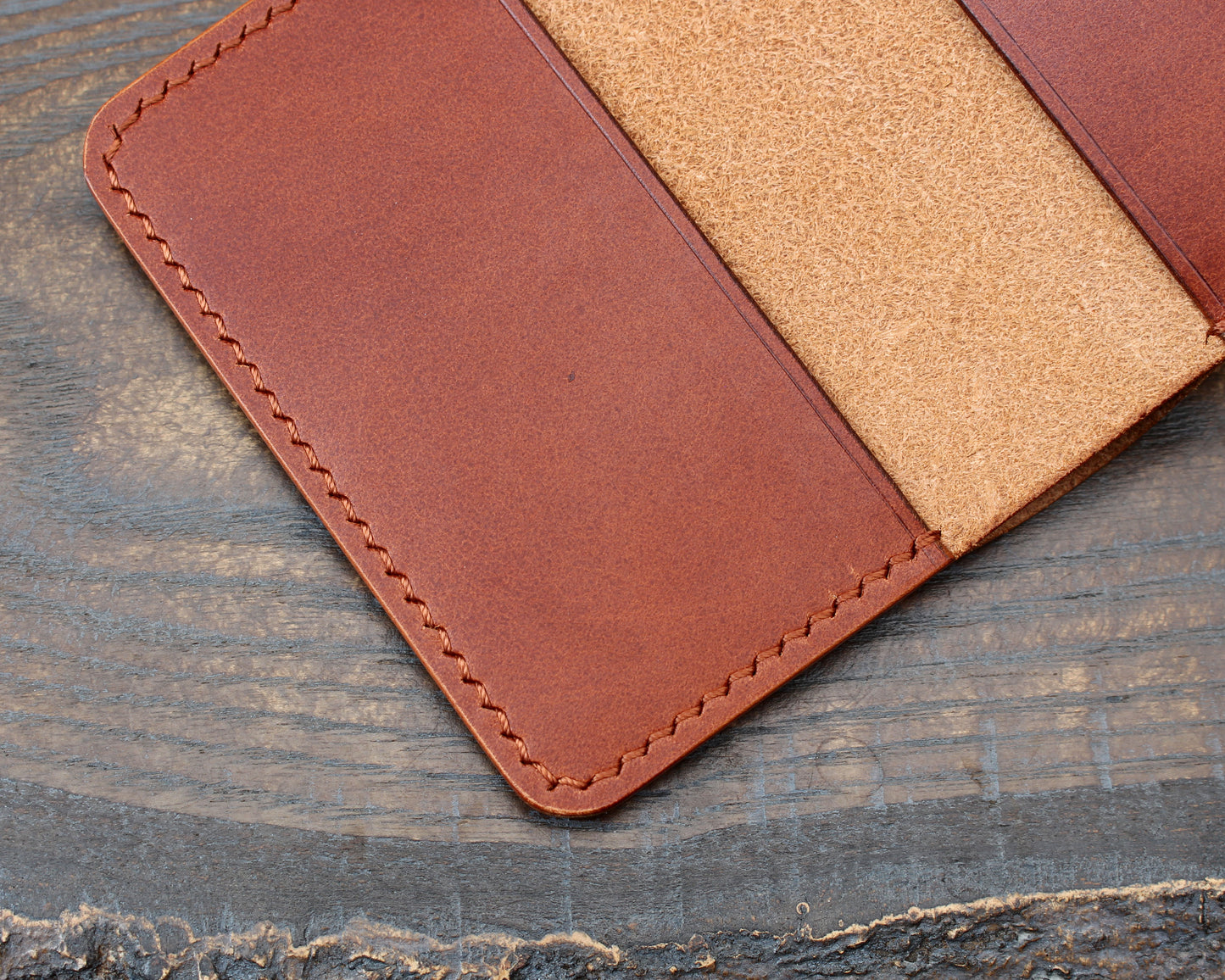 Card & cash bifold wallet, cognac Buttero leather.