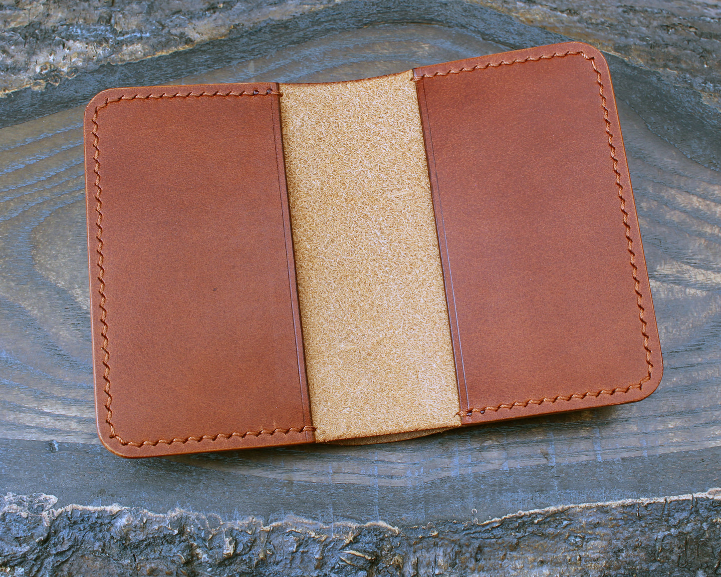 Card & cash bifold wallet, cognac Buttero leather.