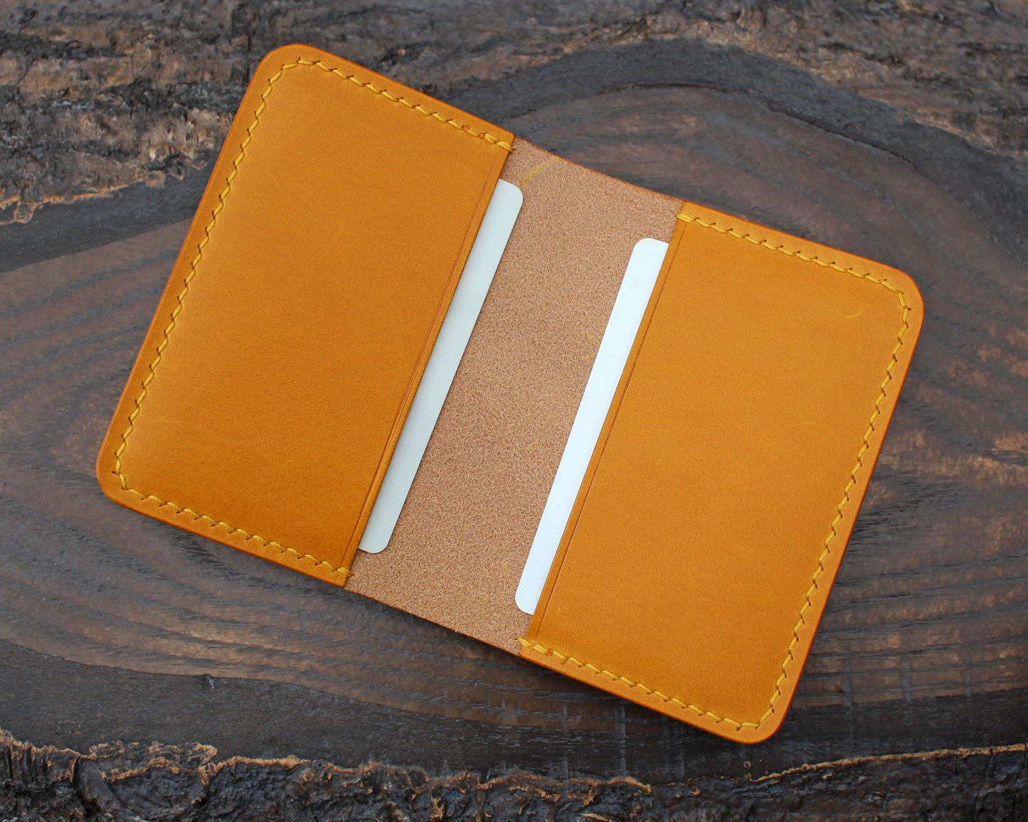 Card & cash bifold wallet, mustard yellow Buttero.