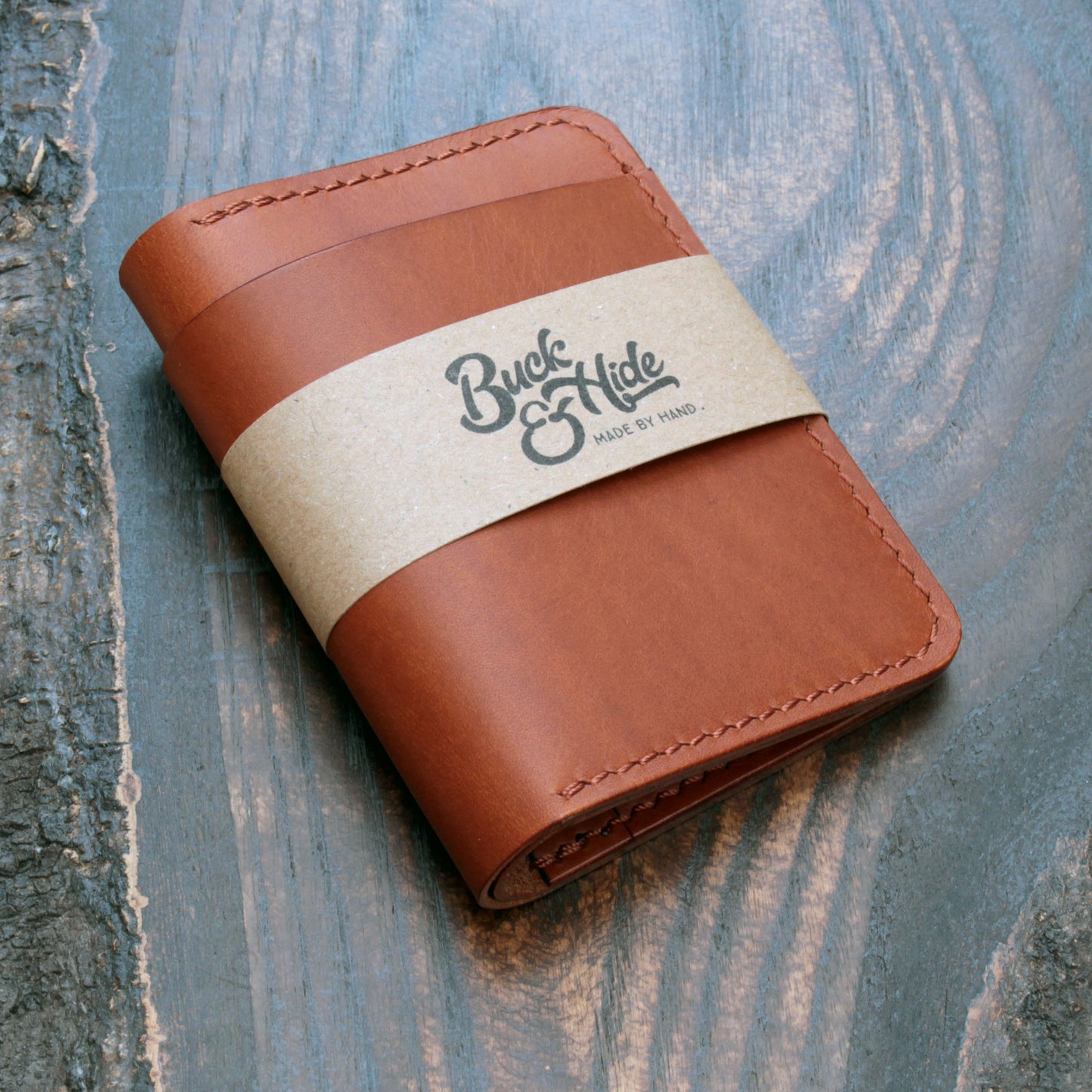 Five pocket wallet, tan Minerva Liscio leather
