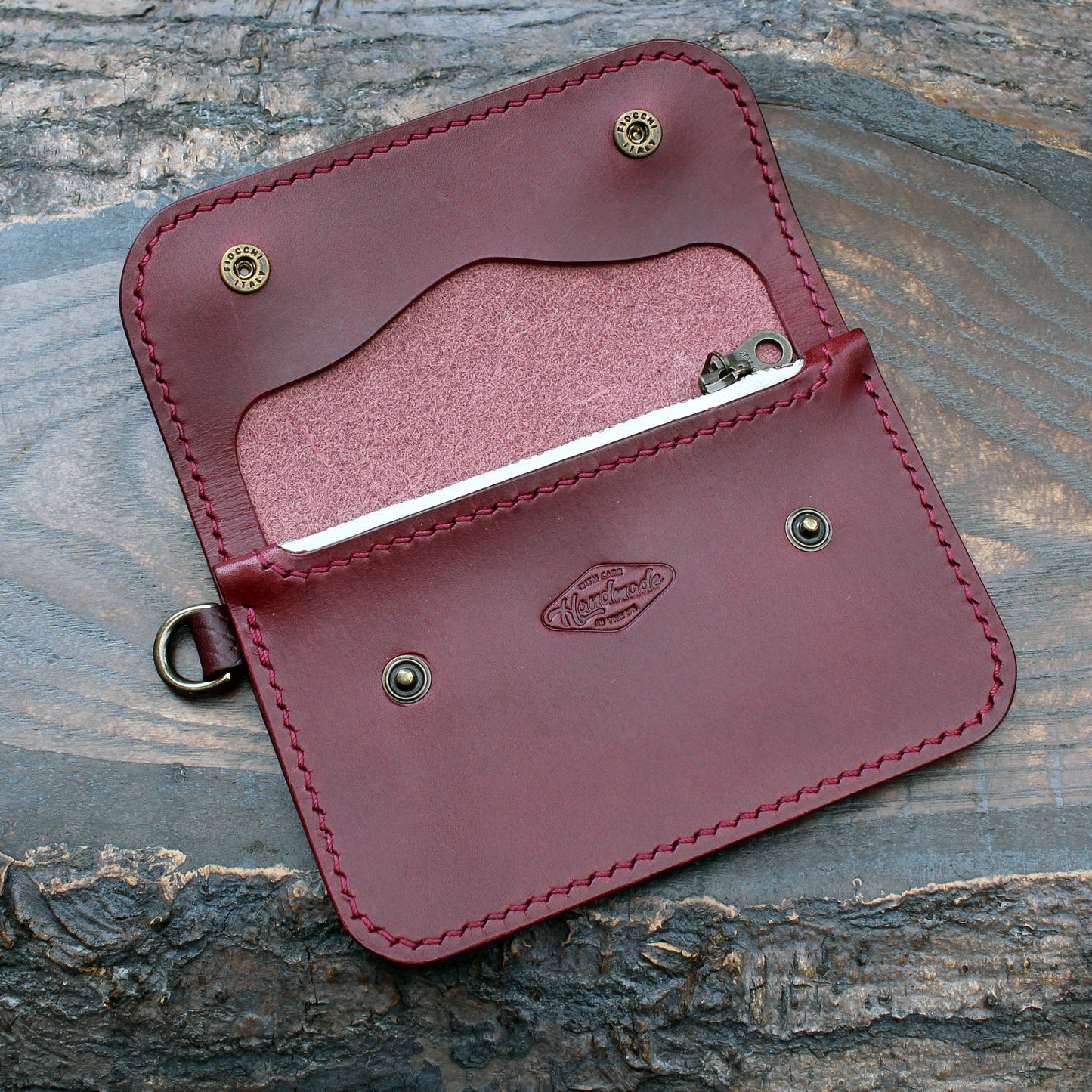 Burgundy Buttero short trucker in hatch & smooth