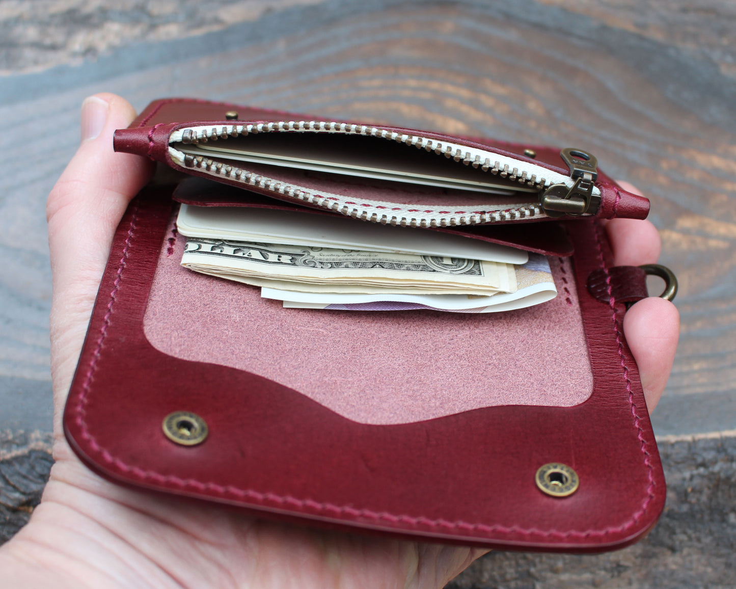 Burgundy Buttero short trucker in hatch & smooth