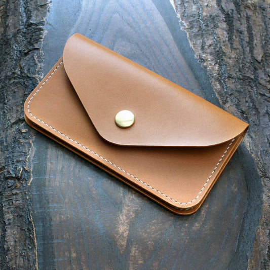 Trucker-style snap wallet in biscuit Buttero.