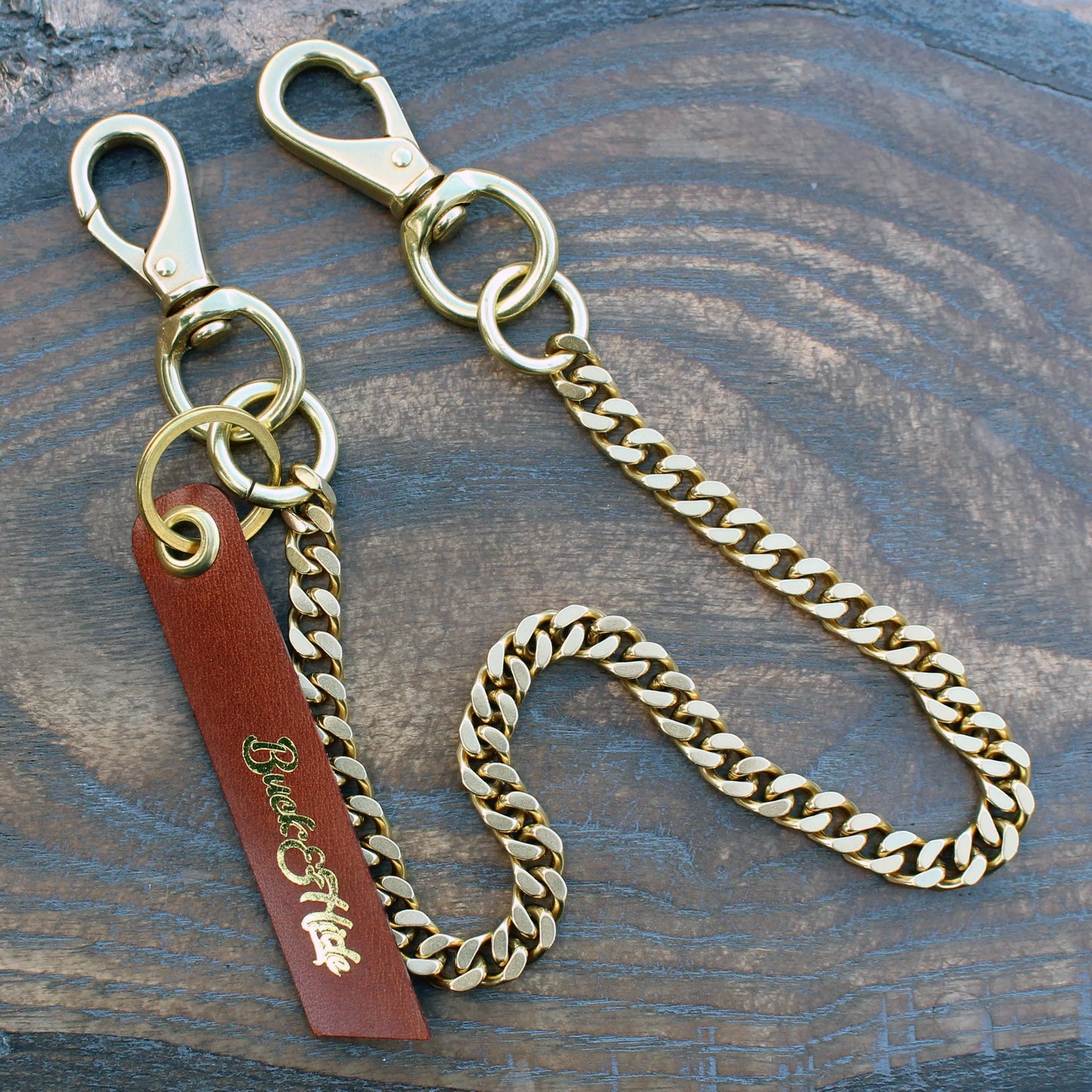 Short biker wallet in Ecbatana & Buttero with brass chain