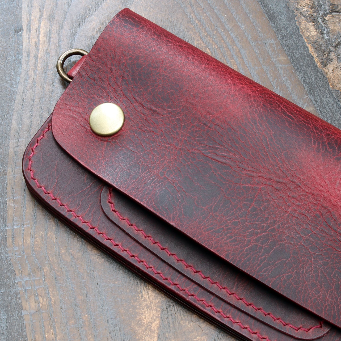 Long trucker wallet in burgundy Badalassi Wax