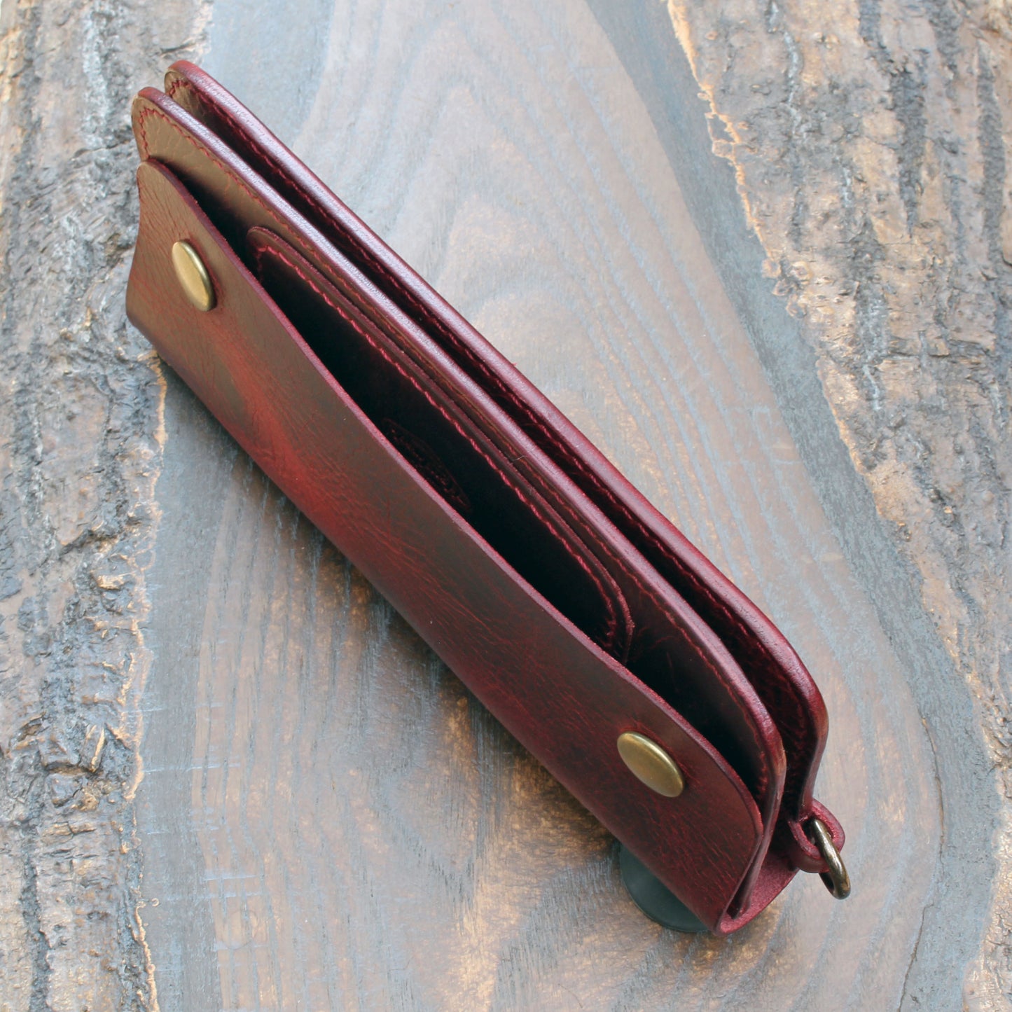 Long trucker wallet in burgundy Badalassi Wax