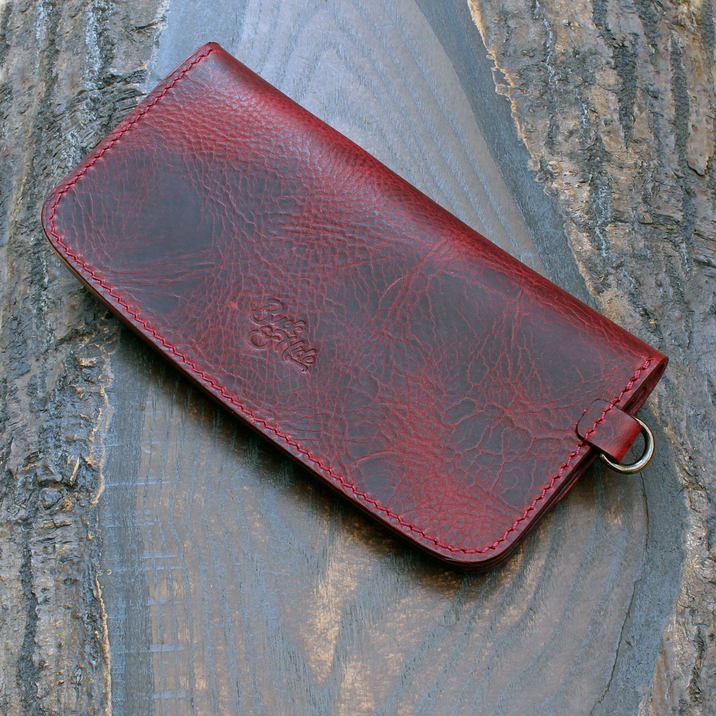 Long trucker wallet in burgundy Badalassi Wax