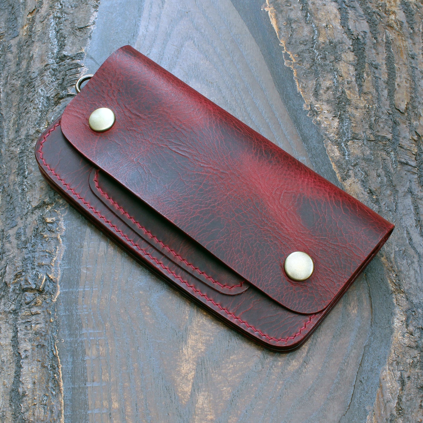 Long trucker wallet in burgundy Badalassi Wax