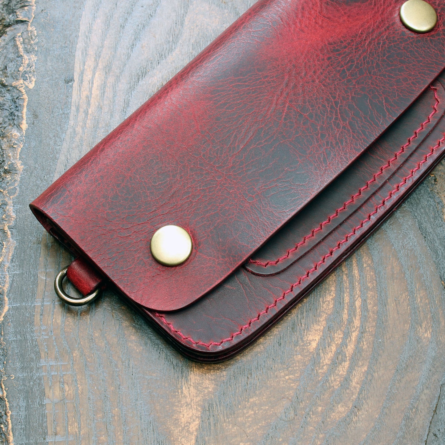 Long trucker wallet in burgundy Badalassi Wax
