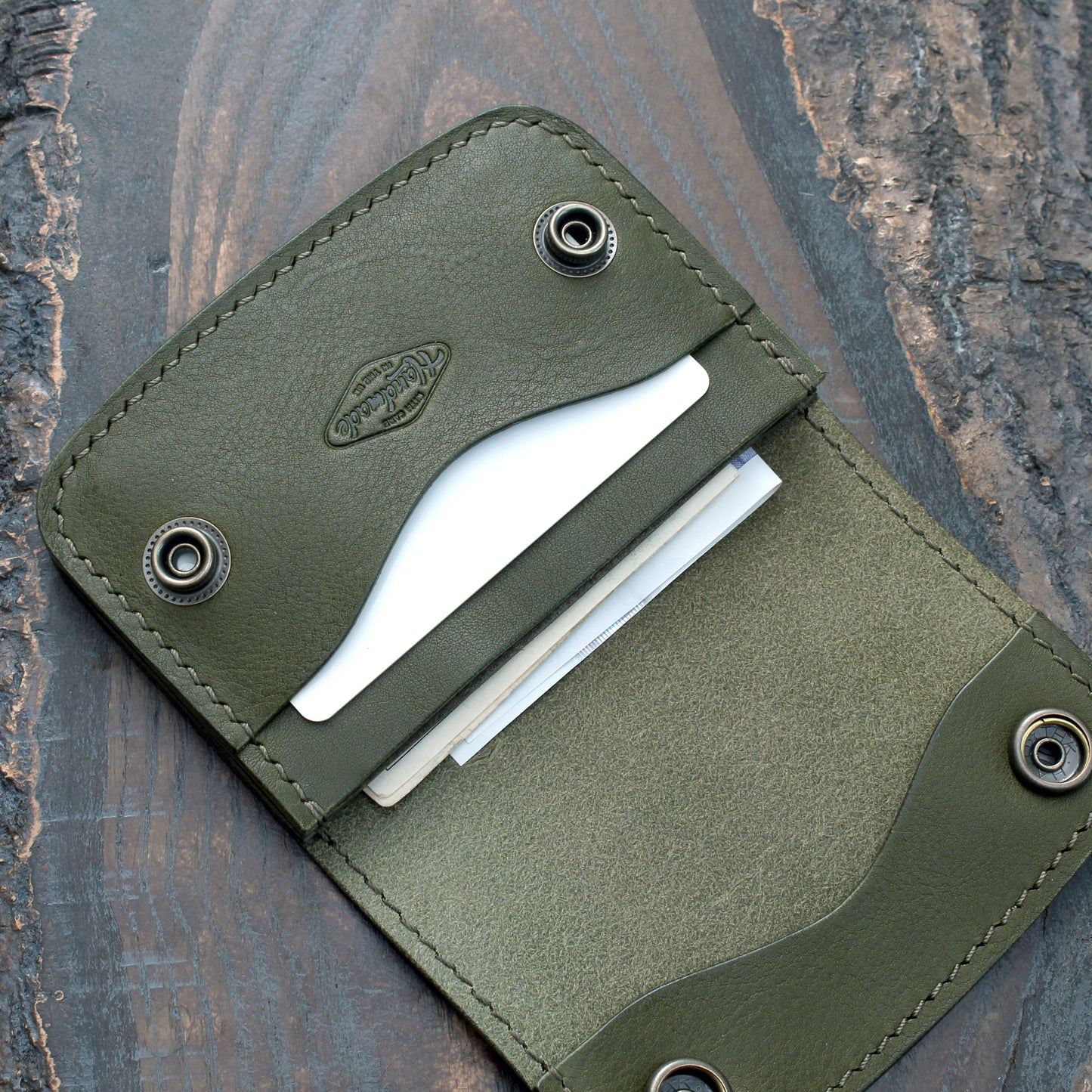 Mini trucker wallet in olive green Minerva Box