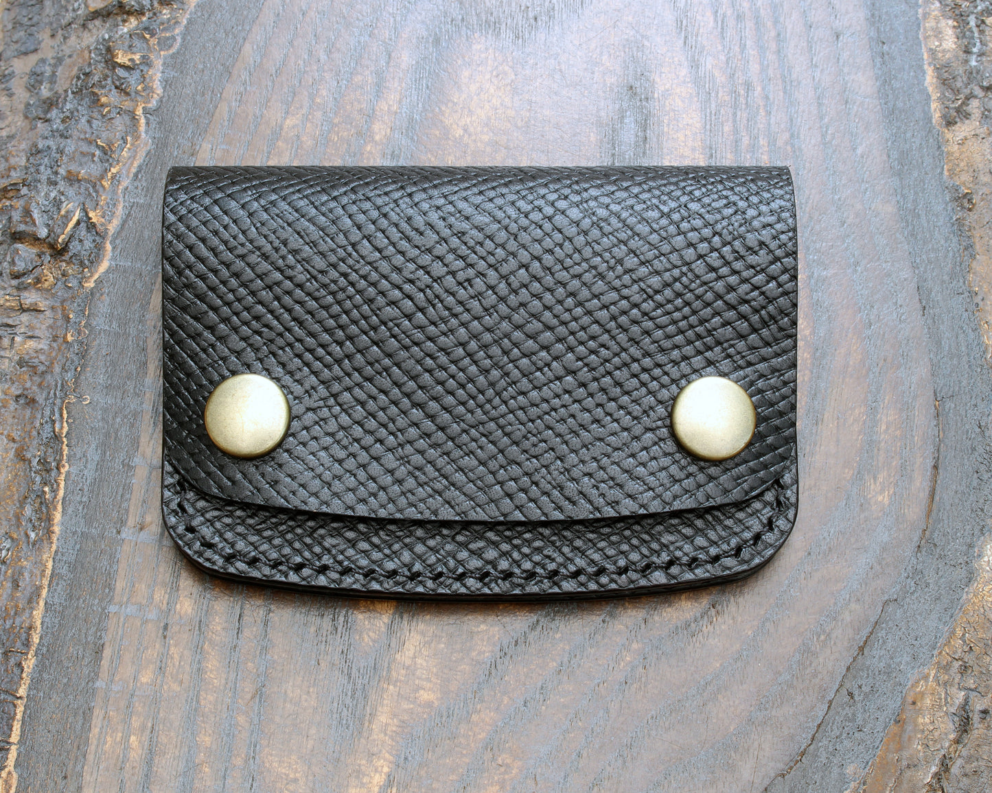 Mini trucker wallet in black hatched Buttero