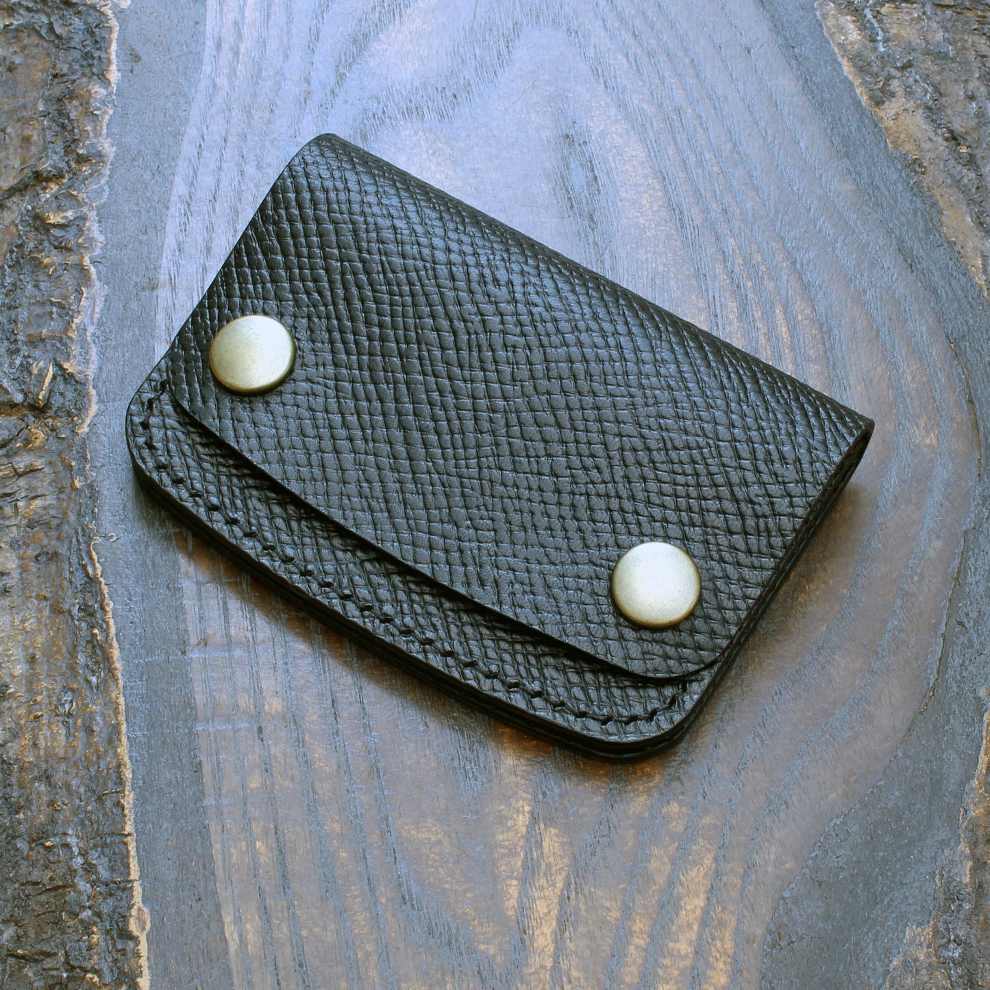 Mini trucker wallet in black hatched Buttero
