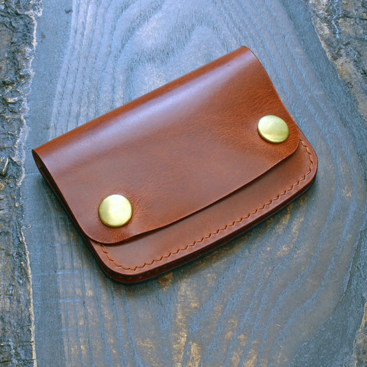 Handmade leather mini trucker wallet – tan Maremma