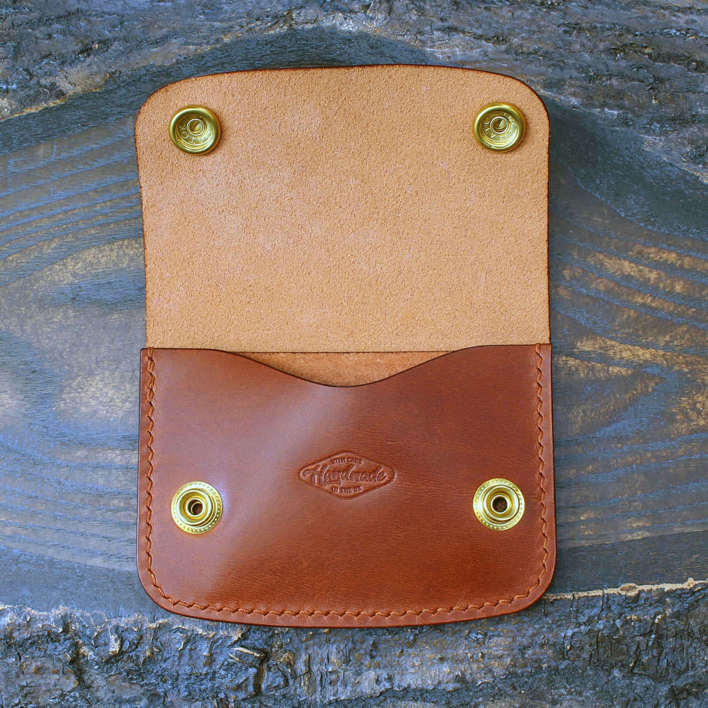 Handmade leather mini trucker wallet – tan Maremma