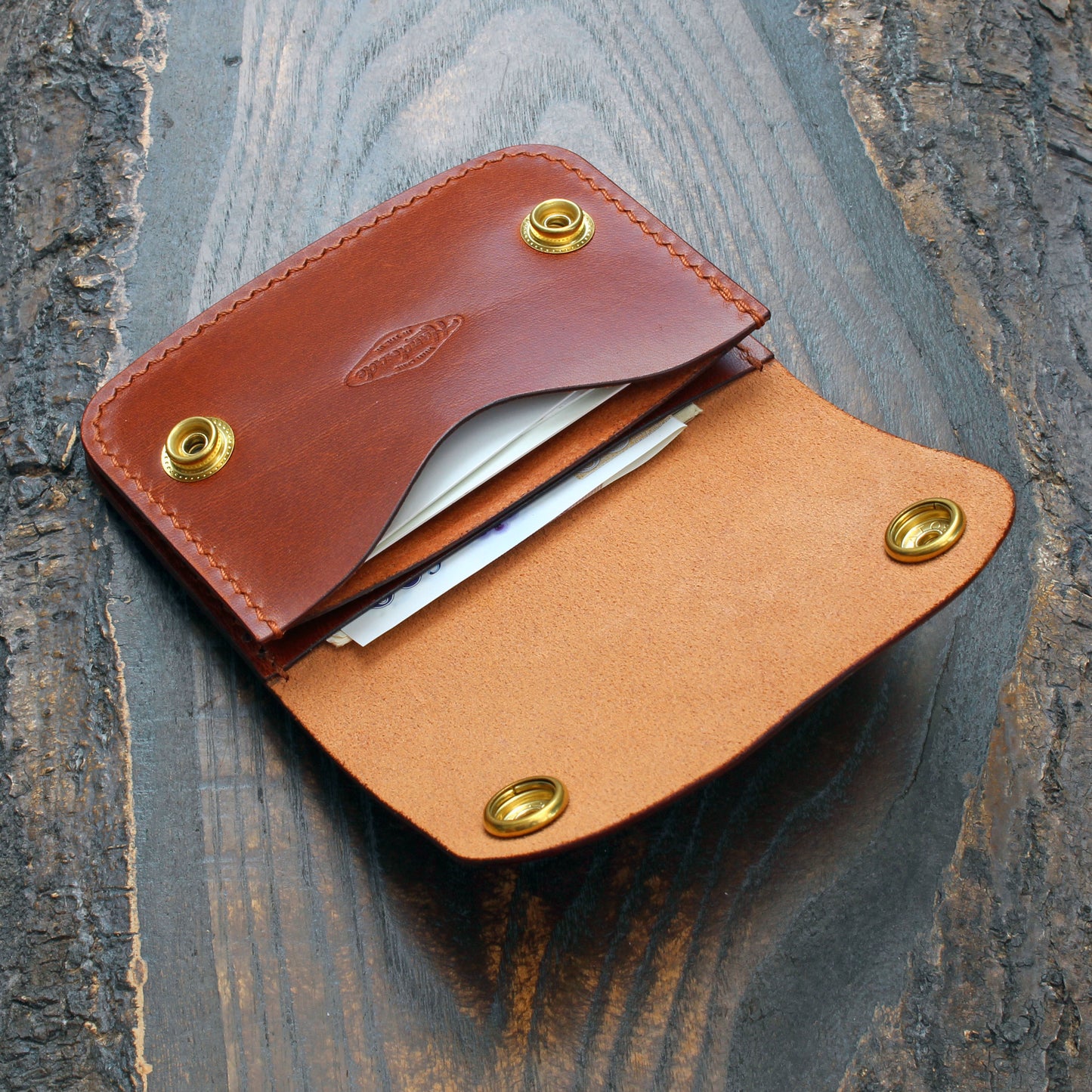 Mini trucker wallet in tan Maremma