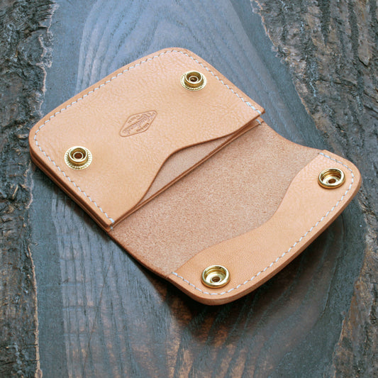 Handmade leather mini trucker wallet – natural Minerva Box