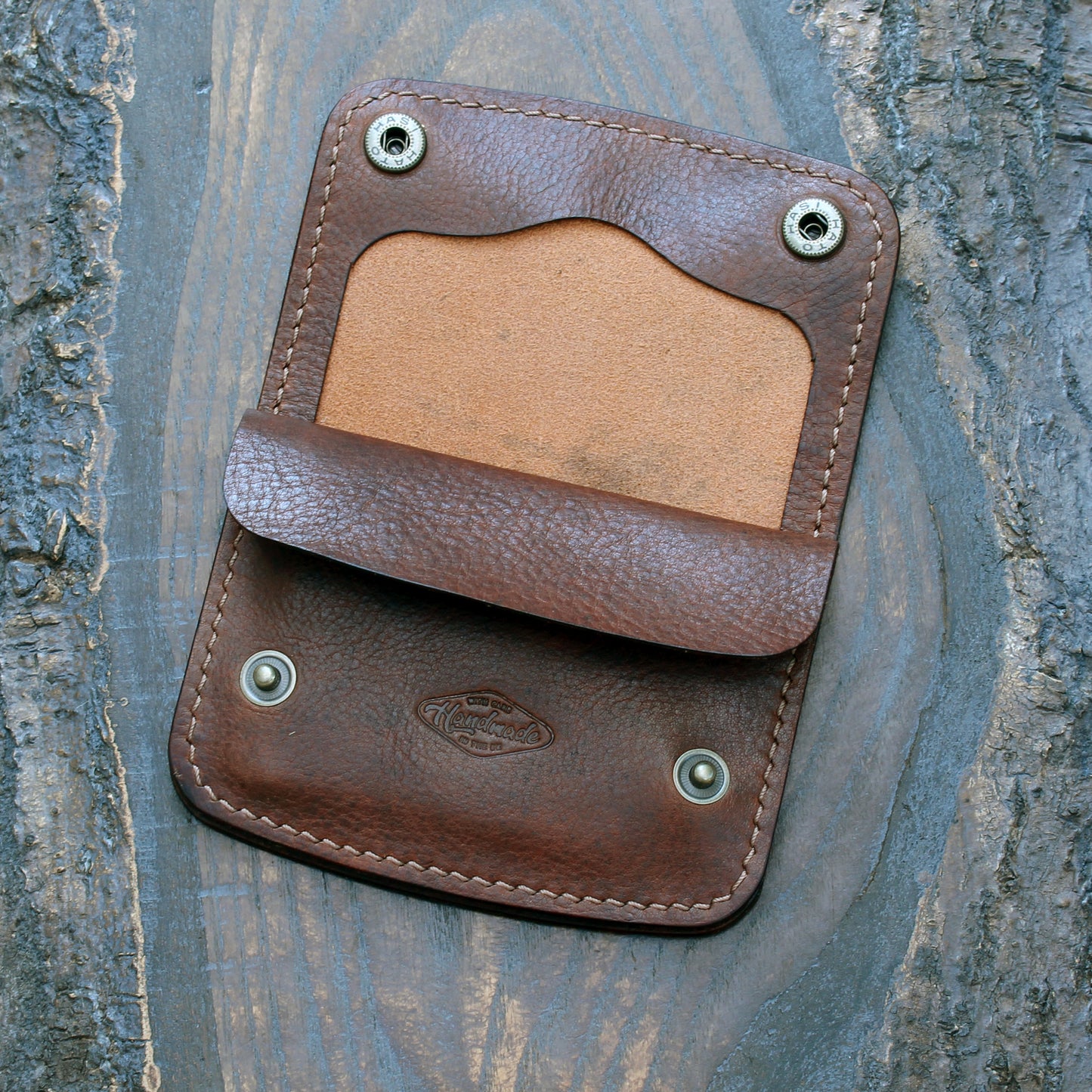 Mini trucker wallet in dark tan Nemesi
