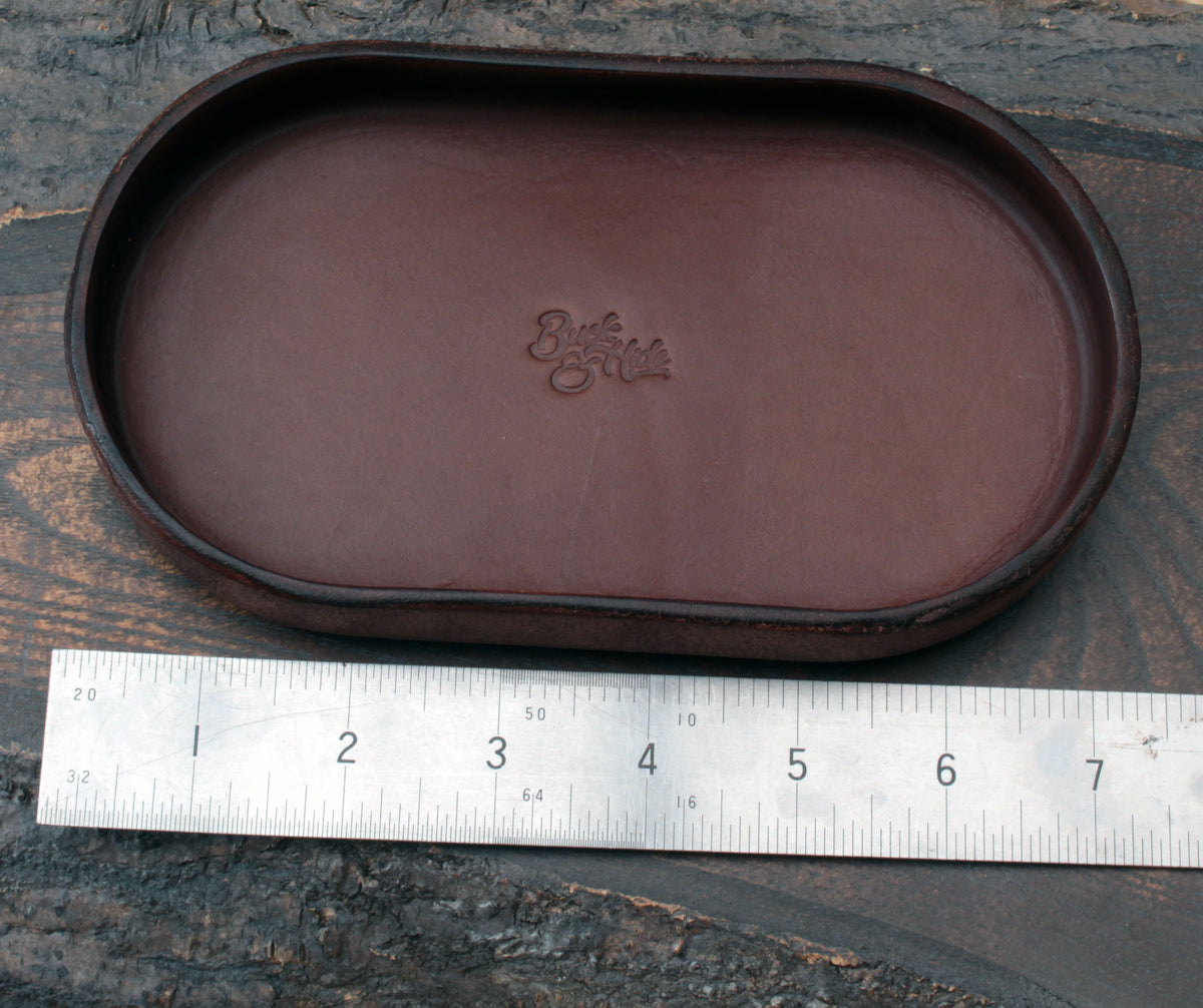 Handmade leather valet tray, tan or brown,