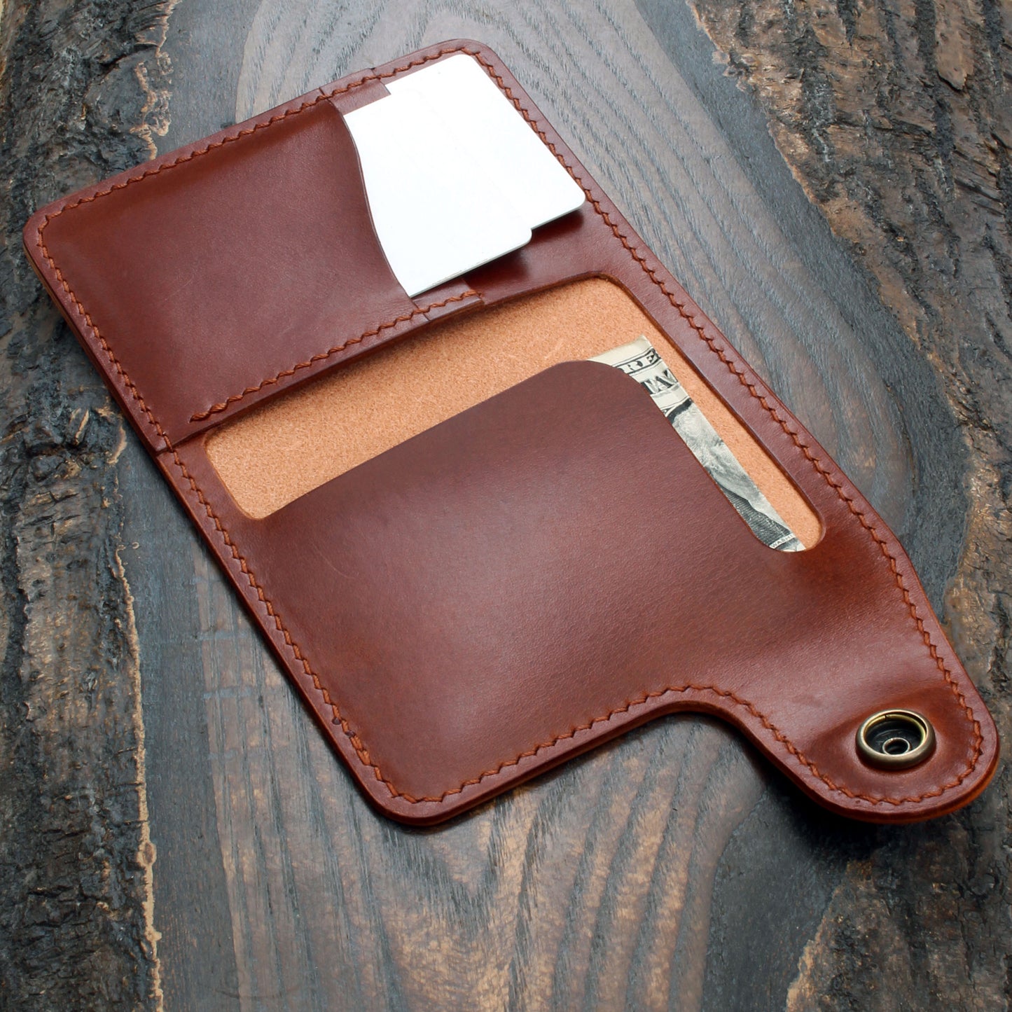 Short biker wallet in Buttero & Gaucho Oil leathers