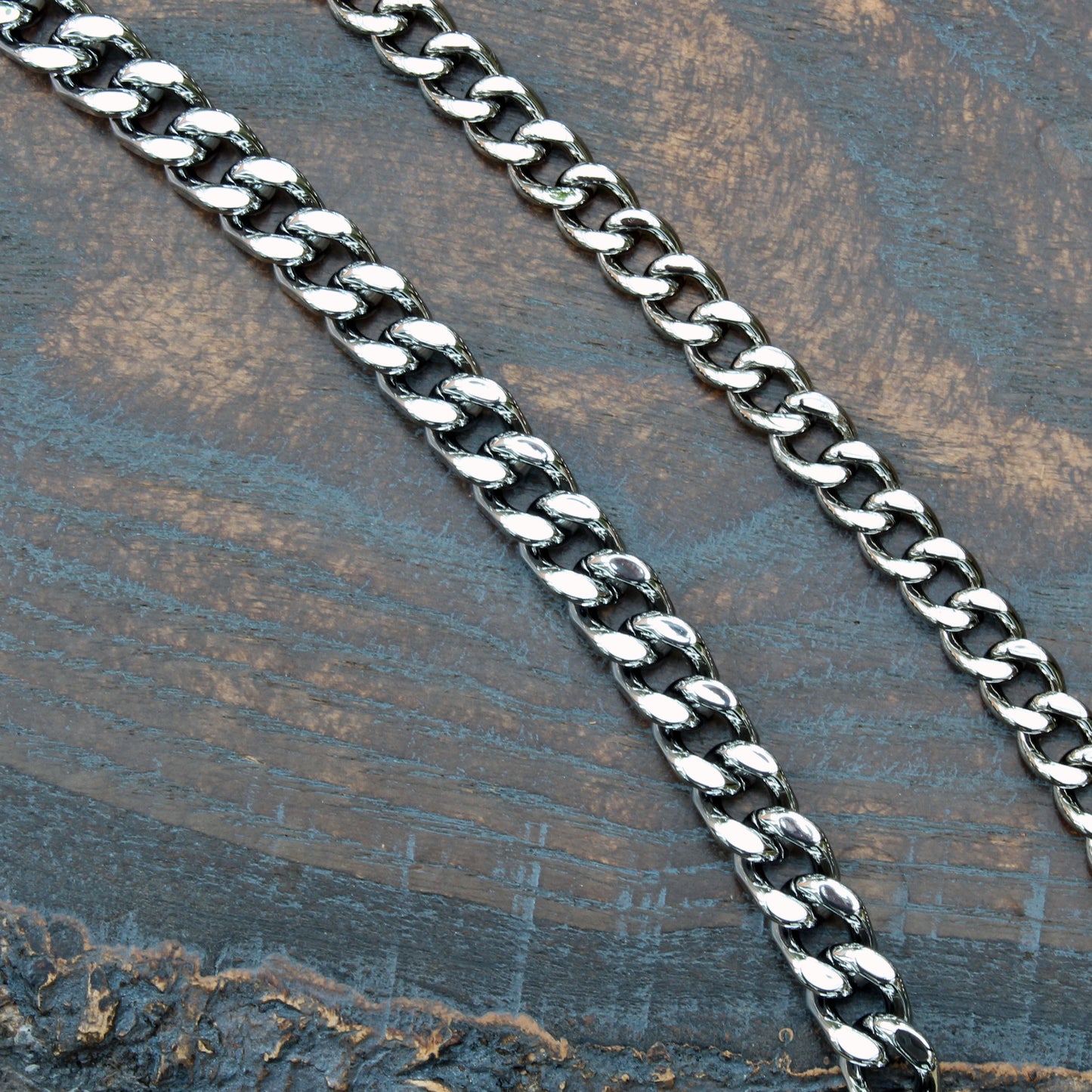 Heavy duty wallet chain, nickel silver with stainless steel shackle