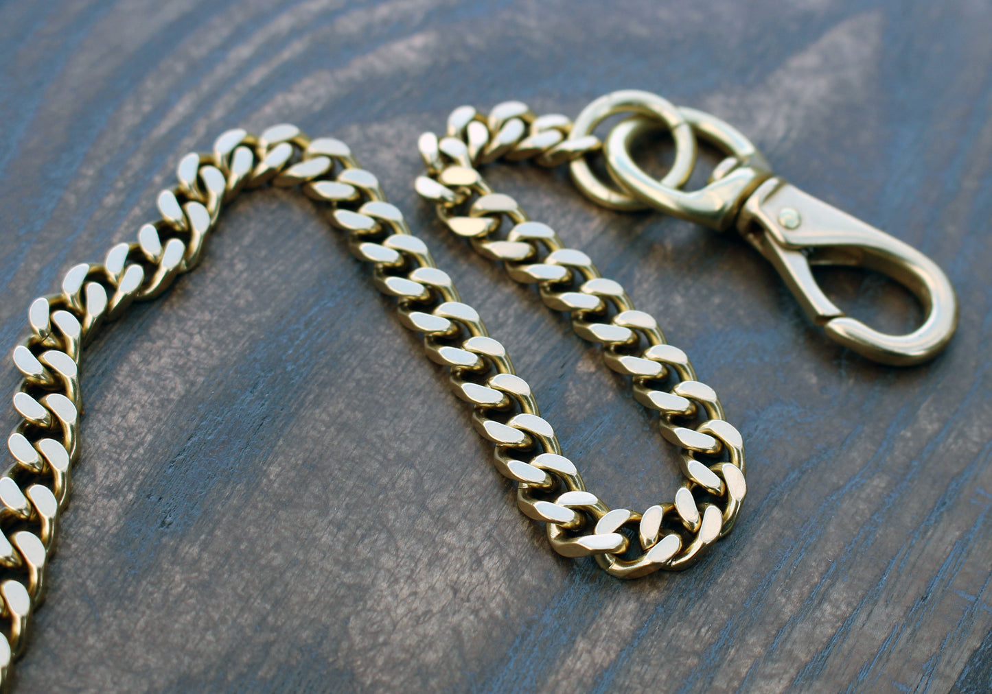 Natural shiny brass back pocket wallet chain