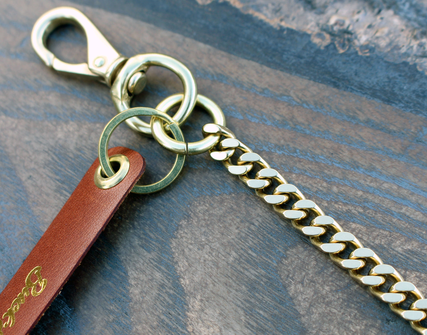 Natural shiny brass back pocket wallet chain