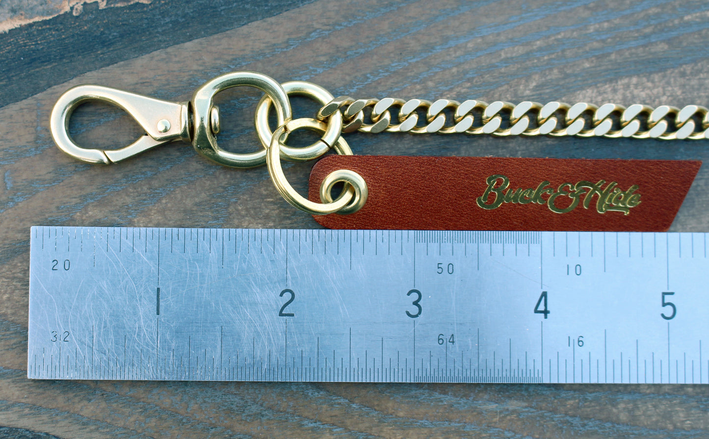 Natural shiny brass back pocket wallet chain