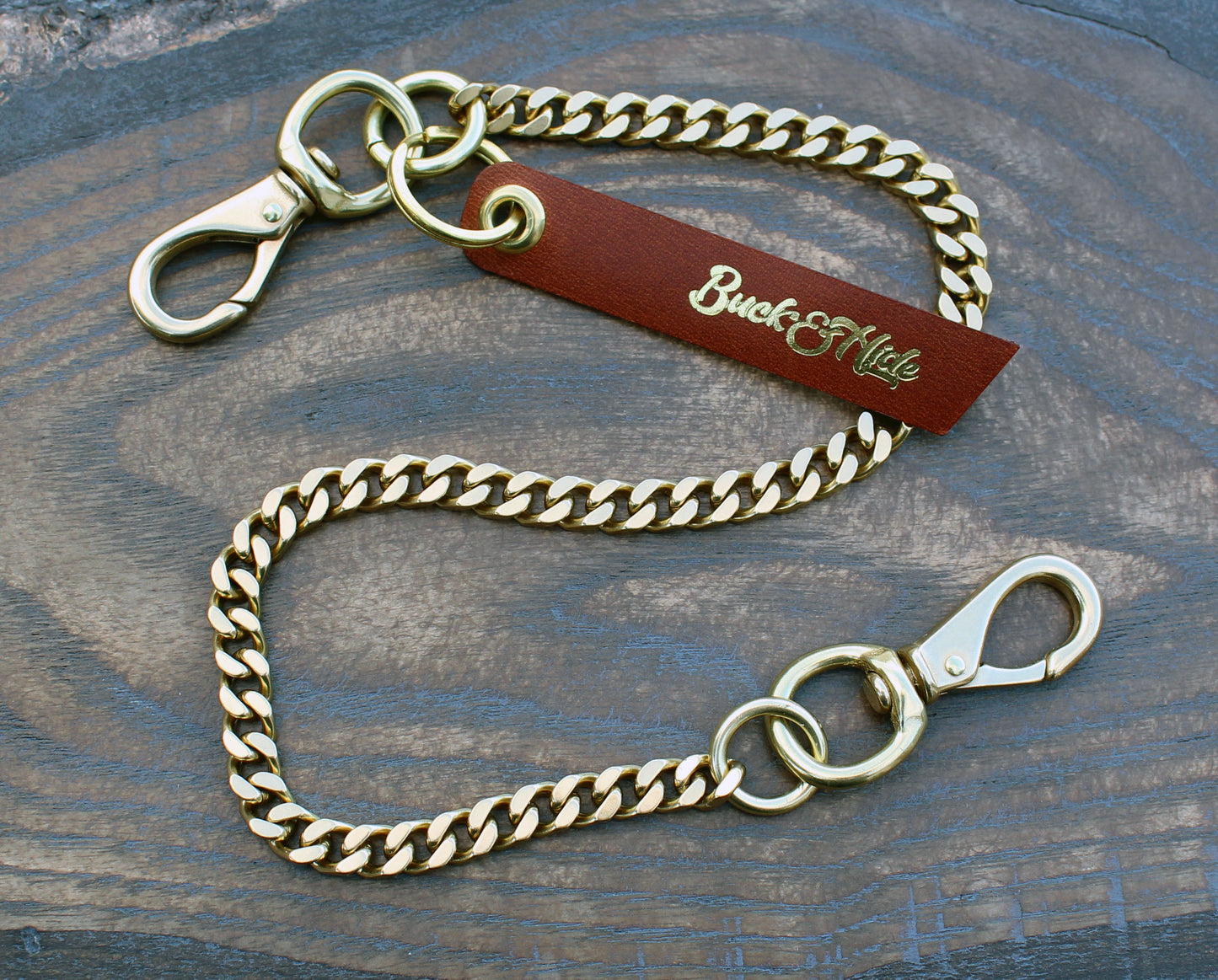 Natural shiny brass back pocket wallet chain