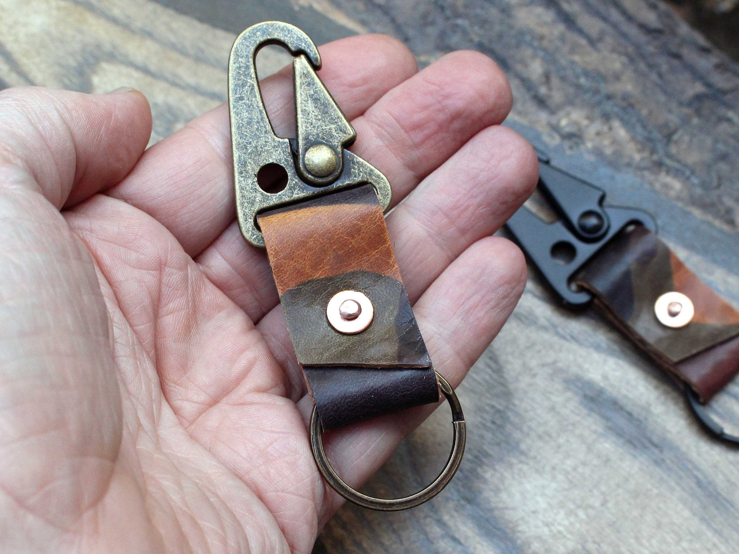 Camo leather military spring clip - Buck&Hide