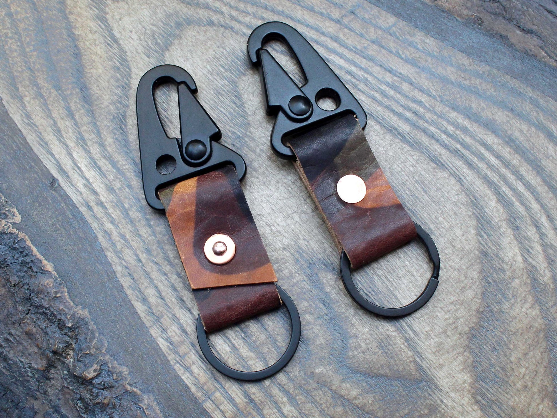 Camo leather military spring clip - Buck&Hide