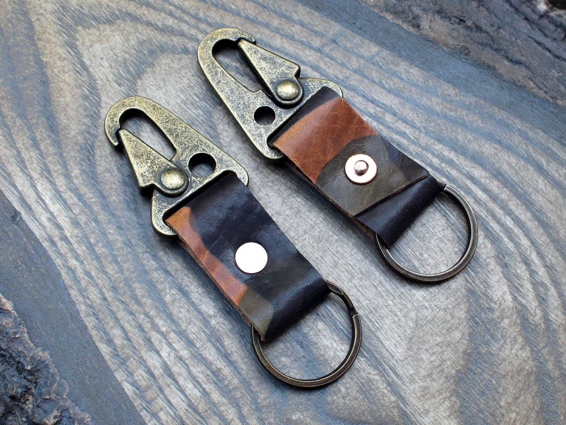 Camo leather military spring clip - Buck&Hide