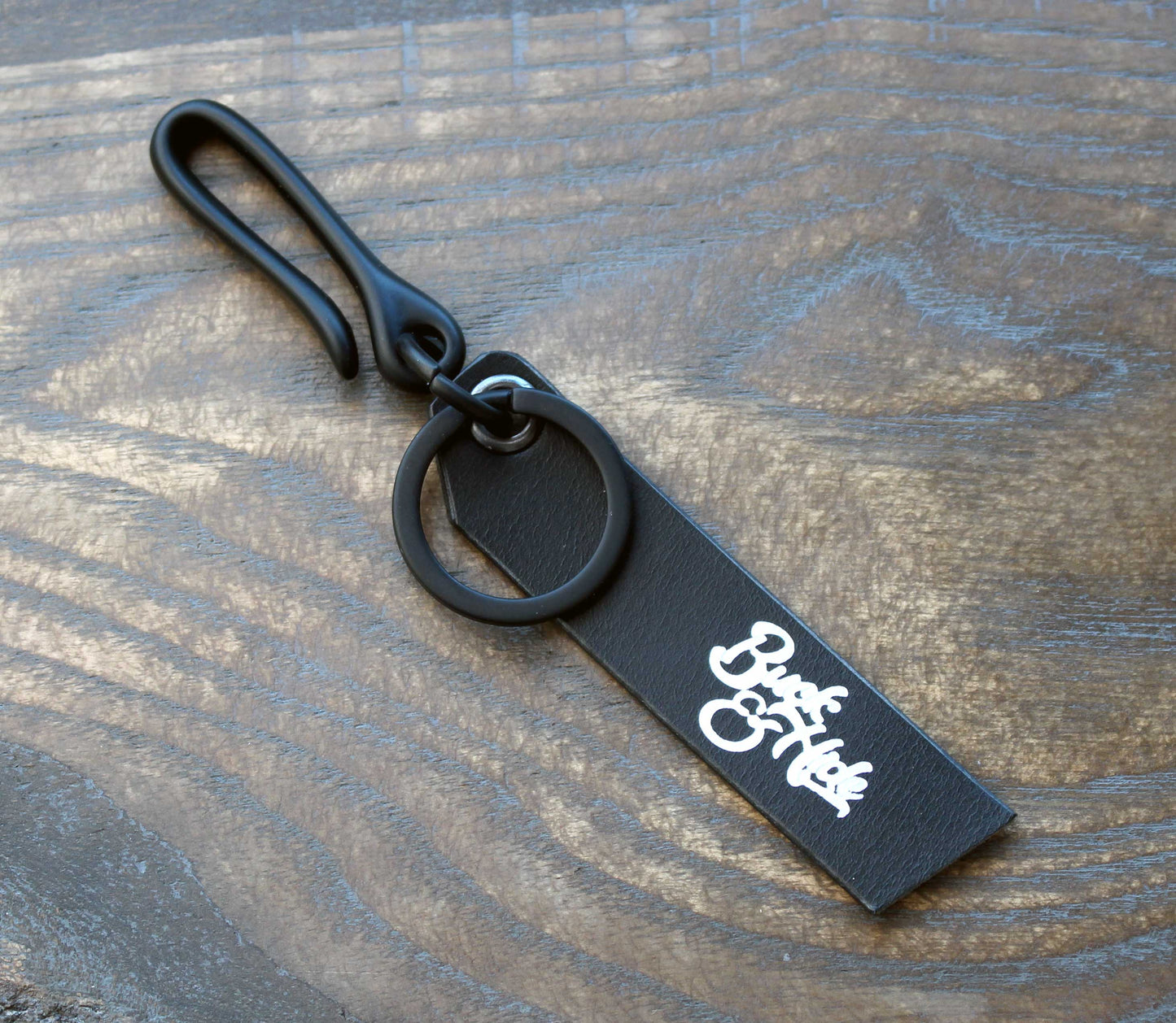 Mini fish-hook fob, choice of metal & leather