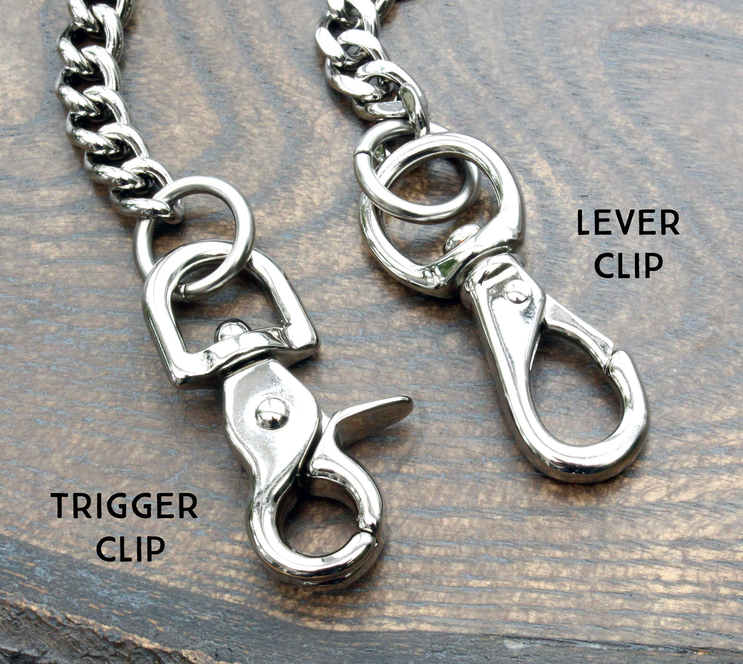 Nickel, shiny silver brass back pocket wallet chain.