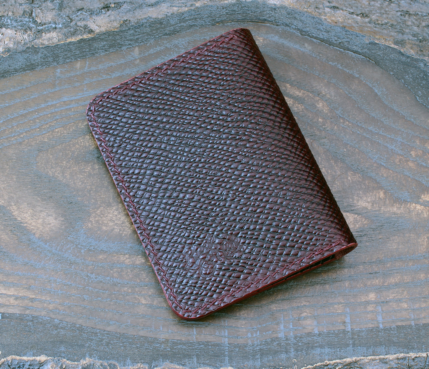 Burgundy Buttero Hatch leather card bi-fold wallet