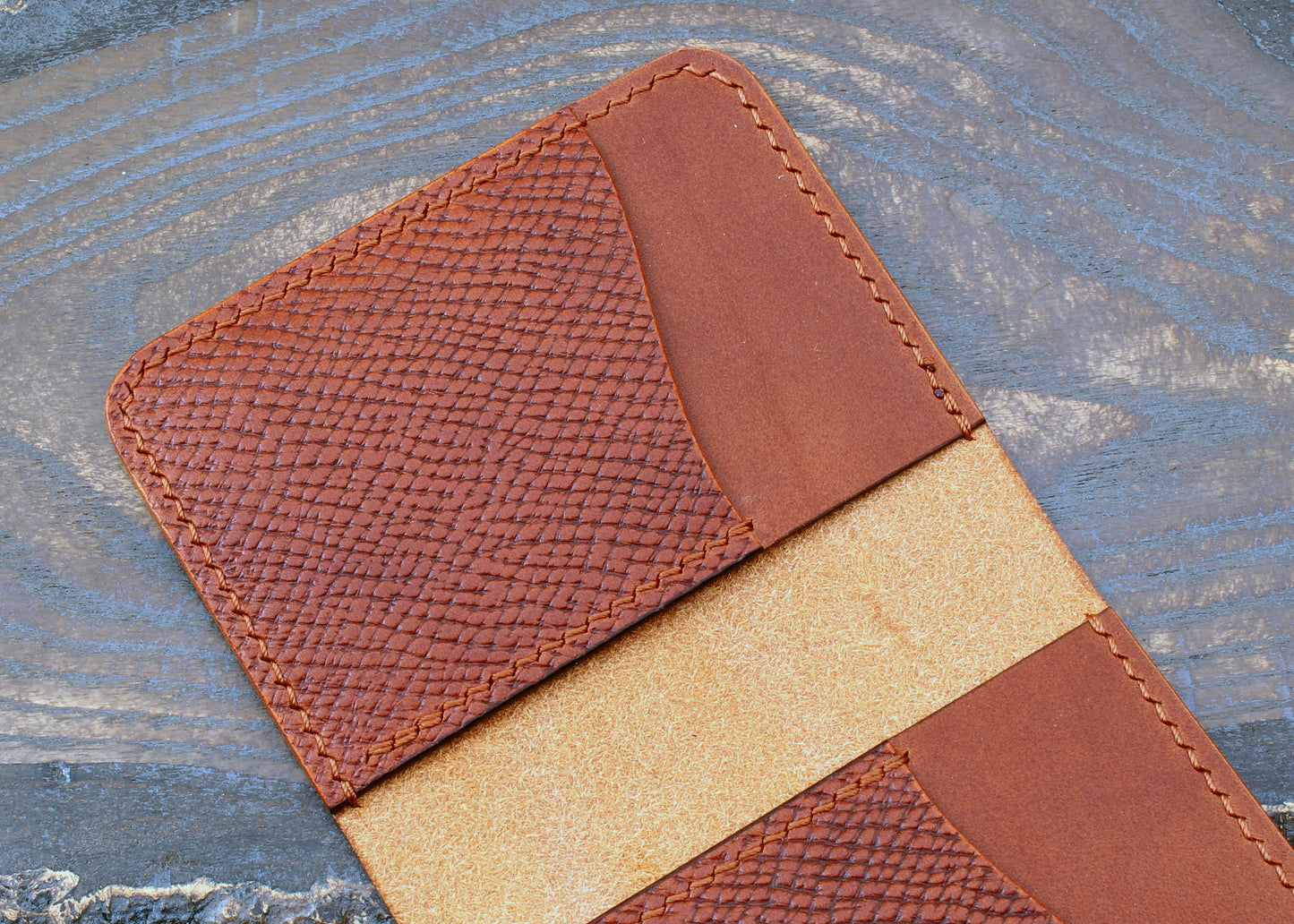 Cognac Buttero Hatch leather card bi-fold wallet