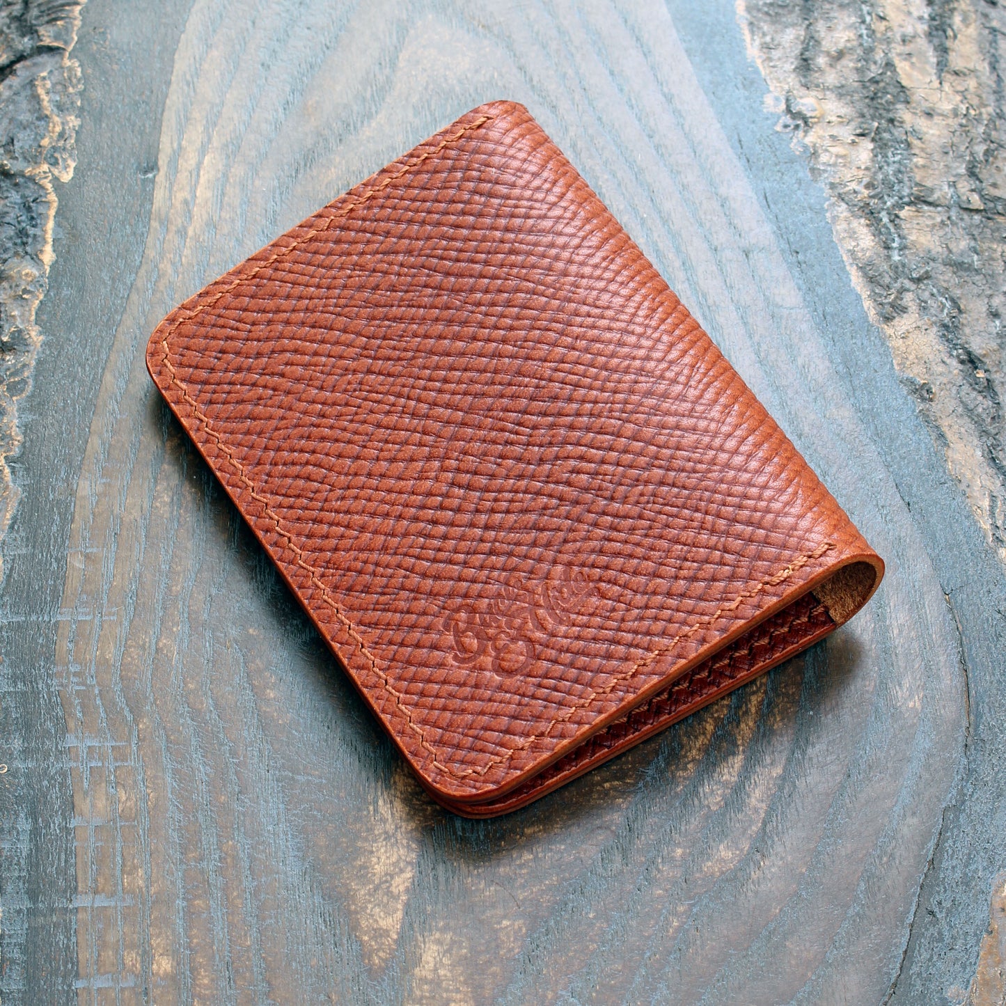 Cognac Buttero Hatch leather card bi-fold wallet