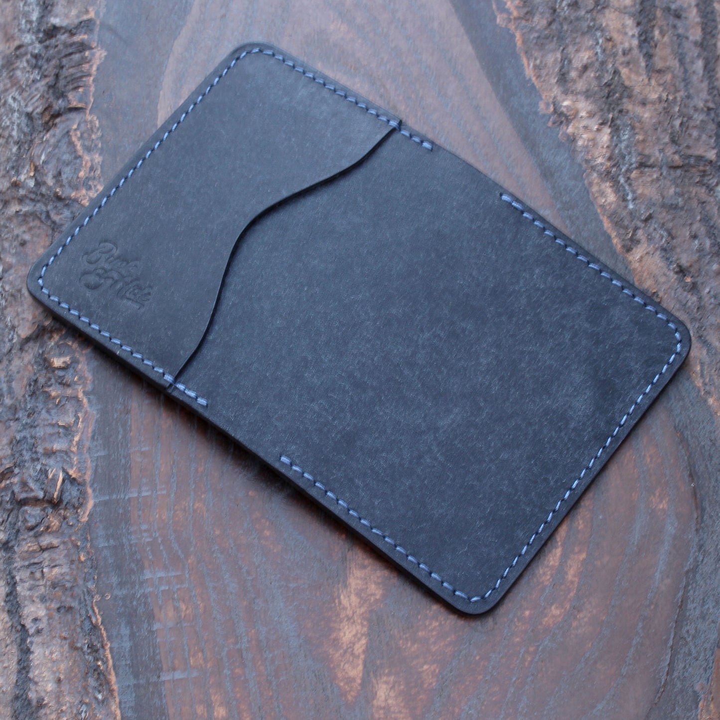 Five-slot bifold in navy blue & olive green Pueblo
