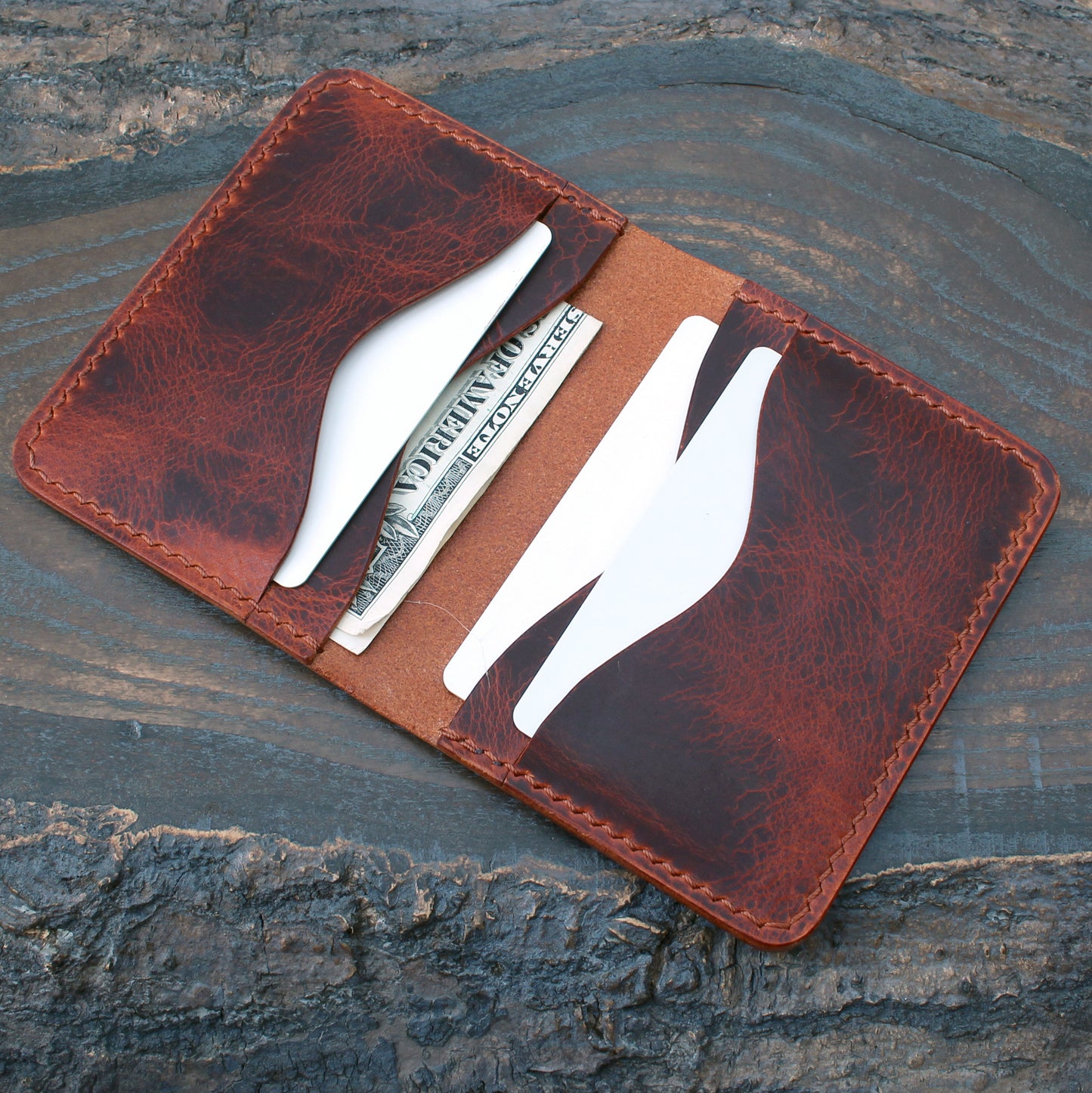 Five-slot card/cash wallet, Olmo Badalassi Wax