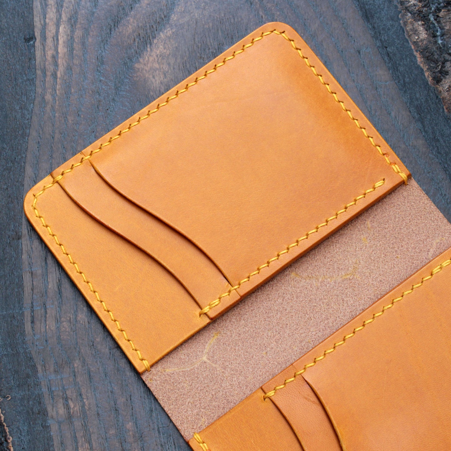 Six pocket leather wallet – handmade in yellow Buttero